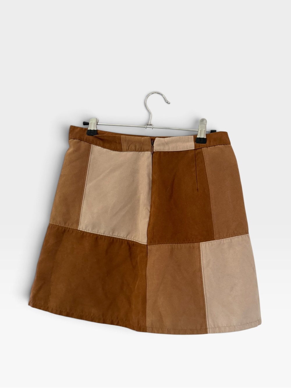 Hollister Patchwork Mini Skirt - Brown & Cream Suede - Picture 7 of 9